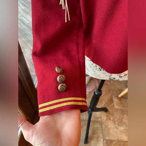 VINTAGE Double D Ranch Western Military Festival Fringe Beaded Wool Red Jacket - Picture 2 of 11